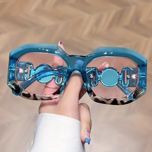 ビッグフレームオーバルシェイプサングラスレトロファッションINSレディースメンズデコレーションサングラスカスタムロゴ - Product Image 5