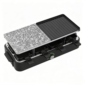 Grill électrique à <span class=keywords><strong>raclette</strong></span> pour 8 personnes, <span class=keywords><strong>appareil</strong></span> à faire fondre le <span class=keywords><strong>fromage</strong></span> avec plaque en pierre, 1400W, barbecue d'intérieur sans fumée, température réglable - Product Image 1
