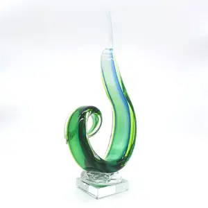 Main Soufflant Abstrait Vert Ruban Sculpture Verrerie Art Artisanat