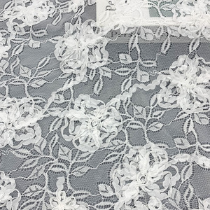 Tela de Encaje Bordado con Cordón Chenille Floral Blanco de Alta Calidad, Encaje Sexy para Vestido de Novia, Lencería, Bolsos y <span class=keywords><strong>Zapatos</strong></span> - Product Image 2