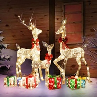 Ornements de Noël faits à la main en fer forgé, décorations DIY Père Noël et rennes, figurines lumineuses à LED, décorations festives créatives avec bois de renne