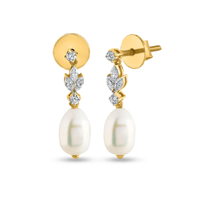 Superbes boucles d'oreilles en perles et diamants conçues pour les fêtes de mariage et les tenues de mode élégantes d'Inde - Product Image 6