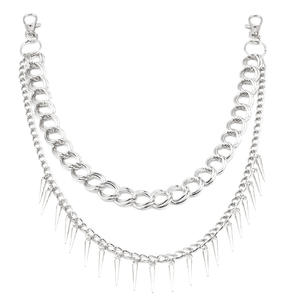 Cadena de cintura de acero inoxidable de doble capa con remaches, accesorio de moda punk hip hop para adultos - Product Image 5