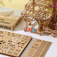 Puzzle 3D en bois en gros, modèle de circuit de billes, puzzles 3D en bois DIY pour adultes, kit d'assemblage de circuit mécanique de billes