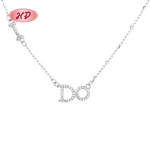 Custom Bulk 3A Cz Cubic Zirconia 925 Pure Silver Luxury Charm Letter Necklace Pendant Women Jewlery Wholesale