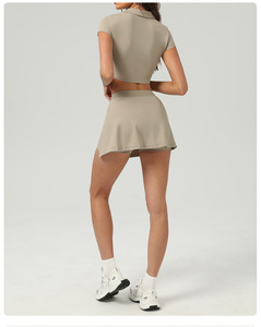 Women's Ice Sensitive Sun protection Sports Short Sleeved Top, Running Anti Glare Skirt Pants Two-piece Set - Product Image 6