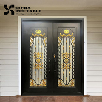Porte en fer forgé à la main, best-seller, pour entrée principale extérieure de maison, avec détails en volutes