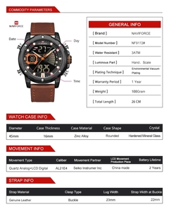 <span class=keywords><strong>NAVIFORCE</strong></span>-Relojes de pulsera deportivos para hombre, de doble pantalla relojes digitales, de cuarzo, de cuero genuino, para negocios, novedad, <span class=keywords><strong>9172</strong></span> - Product Image 5
