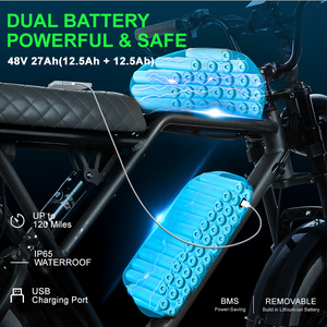 จักรยานไฟฟ้าสไตล์เรโทร EU Warehouse รุ่น E-Bike 1000W มอเตอร์  สองที่นั่ง สำหรับขับขี่ออฟโรด ยางใหญ่ พร้อมแบตเตอรี่สองก้อน - Product Image 2