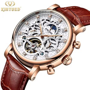 Envío Directo, Reloj Mecánico para Hombre KINYUED, Movimiento Automático, Correa de Cuero, Hebilla Doble de Mariposa, Moda de Lujo, Venta al Por Mayor - Product Image 1