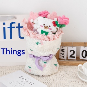 Regalo de San Valentín, Ramo de Flores Artificiales, Oso de Peluche, Ramo de Hilo Tejido, Decoración Terminada - Product Image 3