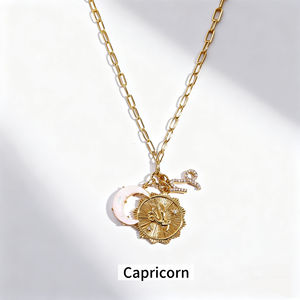 Alta calidad doce signos del zodiaco Retro Vintage runas Luna Nueva ópalo colgante collar sin decoloración Girasol ópalo joyería Collar - Product Image 5