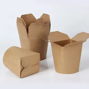 Boîte de pop-corn en papier jetable Emballage alimentaire à emporter Boîte de pop-corn en papier kraft imprimé avec logo personnalisé