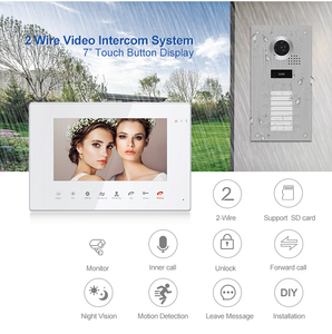 Chuyên nghiệp đa căn hộ xây dựng ngoài trời video chuông cửa liên lạc, tùy chỉnh mở khóa 2 Dây 3 màn hình và cửa chuông video - Product Image 3
