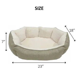 Wholesale Luxury Pet Bed Manufacturer's OEM Promotional Memory Foam Cattery Sofa Non-Slip Bottom Ramie PV Wool Washable Dog