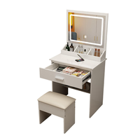 Ensemble de commode de maquillage avec lampe à diode lumineuse et meuble de chambre à coucher avec miroir vanité avec tiroir pour un rangement pratique