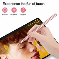2 1 Stylus Kalem Silikon Kapasitif Çift Uçlu 7mm Disk Tasarımlı Evrensel Dokunmatik Ekran Tablet Telefon Alüminyum Alaşımlı Gövde Tüm İşletim Sistemleri