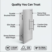 Porte d'accès simple professionnelle en acier inoxydable 304 pour îlot de cuisine extérieur et station de rangement encastrée