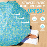 Parasol de plage commercial personnalisé avec logo, 8 pieds, robuste, résistant au vent, inclinable, pour la famille, avec vis de fixation
