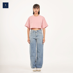 Nouveau Design Femmes Oversize Crop Top Unisexe Style Décontracté Anti-Rides Tissu Couleur Unie T-Shirts Fabriqué en Thaïlande - Product Image 5