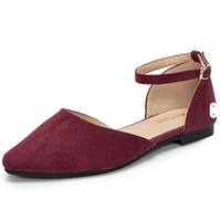 Nouvelles Chaussures Plates Légères à Bout Pointu Style Coréen avec Boucle Cheville Grande Taille pour Femme Printemps-Été-Automne