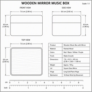 Boîte à musique moderne en bois blanc avec couvercle miroir, gravée sur mesure avec des thèmes de films, de jeux et de chansons, mouvement Sankyo à remonter 18s, OEM, vente en gros, cadeau miniature - Product Image 3