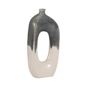 Vaso in Ceramica Curvo con Ritagli, Design Bicolore per Arredamento Soggiorno, Camera da Letto, Ufficio - Product Image 3