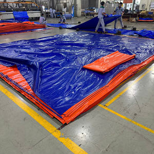 Bâche en PE haute résistance bleue/orange, imperméable, haute durabilité, options de couleur et de taille, pour usage industriel, couverture de camion. - Product Image 1