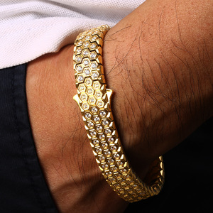 Bracelets de luxe 15 mm en acier inoxydable 316 avec zircone cubique 3A polie, style tennis - Product Image 1