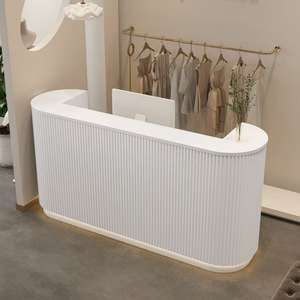 Nuevo Mostrador de Recepción Personalizado Más Vendido en 2026, Mostrador de Salón de Belleza, Mesa de Recepción Pequeña, Mostrador de Recepción Circular para Salón de Uñas - Product Image 3