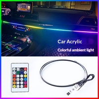 Lumière ambiante sans fil pour voiture, 7 couleurs, alimentée par USB, décoration intérieure en acrylique, bande lumineuse froide montée sur véhicule