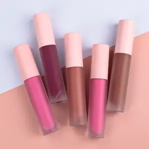 Lipgloss Vegan Grosir Produk Kecantikan Velvet Organik Matte Lipstik Cair Dasar Massal Kawaii Label Pribadi Lipstik Merah Muda