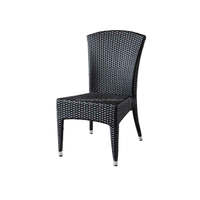 Populaire bonne vente sans bras en osier hôtel café Bistro aluminium intérieur extérieur côté plastique tissage rotin chaise de salle à manger