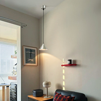 Lampu Gantung LED Desain Terompet dengan Kap Lampu Kerucut Aluminium Satin untuk Meja Makan, Lampu Hias Ruang Makan, Dekorasi Kafe
