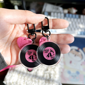 Black <b>Vinyl</b> Record NFC Acrylic Key Chain Spot Star Concert Material Animation Peripheral Couple Small Pendant Decoration - Product Image 2