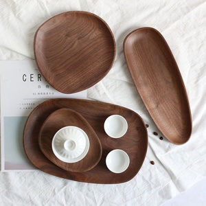 Assiettes de service en <span class=keywords><strong>bois</strong></span> de noyer de luxe de forme spéciale, vaisselle naturelle, assiette à dîner de forme irrégulière - Product Image 2