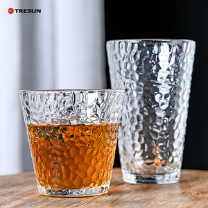 Fashioned Flower Vintage Hammered Pattern 350ml Lead-free Glass Tumbler Reusable for Home Wedding Party - Product Image 3