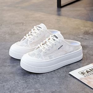 <b>Soft</b>-soled <b>Soft</b>-surface Summer Breathable Solid Women's <b>Shoes</b> Lace Mesh Thin White Fashionable Versatile Casual Slip-ons - Product Image 3