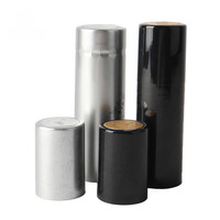 Capsules thermorétractables en PVC noir brillant argenté multi-tailles, personnalisées avec impression en relief, pour bouteilles de vin rouge et spiritueux