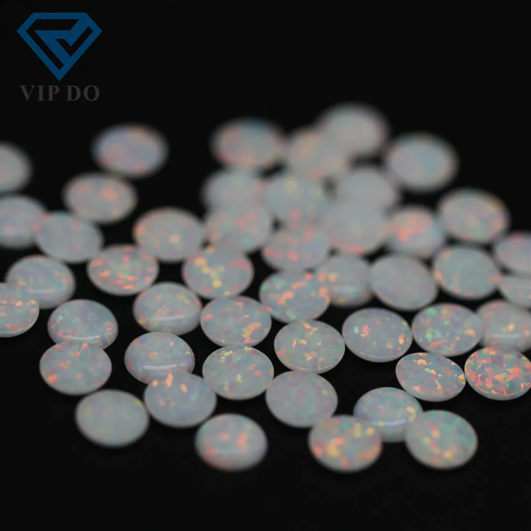 2mm-12mm OP # 01-OP #92 opale sintetico rotondo retro piatto cabochon taglio bianco/blu/rosa opale di fuoco gemme sciolte opale cabochon gemme