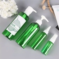 Ensemble de flacons cosmétiques transparents en PET Boston Round PCR personnalisés pour shampoing, toner et produits de lavage, avec pompe/bouchon pulvérisateur
