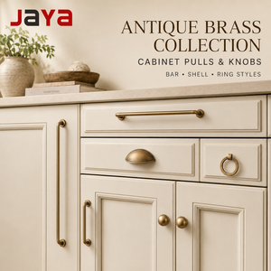 JAYA <strong>Antique</strong> Brass Finish Cabinet Handles and <strong>Knobs</strong> Bar Pulls Shell Pull and Ring Pull for Kitchen Wardrobe <strong>Drawer</strong> Furniture - Product Image 1
