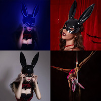 Masque facial en fil lumineux LED, visage de lapin, oreilles de lapin néon, lumineux, pour femmes, hommes, DJ, scène, performance, festival, Halloween