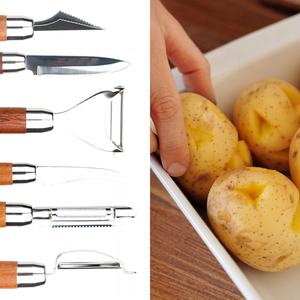 Gloway Oem 20 adet mutfak eşyaları ahşap saplı paslanmaz çelik mutfak gereçleri Gadget yumurta meyve sebze ve deniz ürünleri için tam Set - Product Image 6