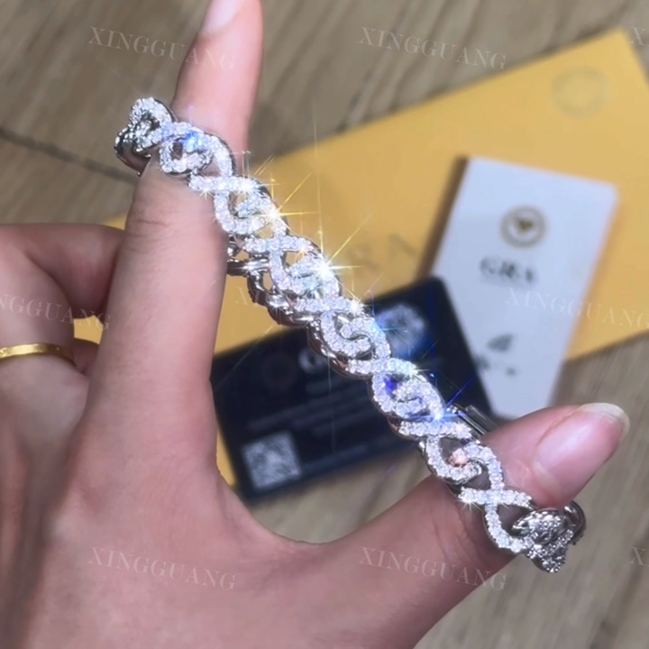 Wholesale 9MM VVS Moissanite Cuban Link S925 Silver Men Bracelet