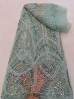 NI.AI Neuer Stil Perlenverzierter Spitzenstoff Glänzender Pailletten-Spitzenstoff Eleganter Perlen-Pailletten-Stoff mit Perlen