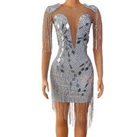 Robes de Bal Luxe à Paillettes et Strass, Mini Robe de Cocktail Sexy pour Banquet, Robes de Soirée Formelles Taille Plus Femme pour Mariage et Anniversaire