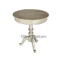 Table d'appoint/table basse ronde en bois massif Heywood, design antique français, pour salon, maison et mariages