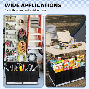 Boîte de rangement multifonctionnelle pour coffre de voiture, boîte de rangement pour voiture pour femmes, panier de rangement pliable à 2 compartiments, grande capacité, pour voyage - Product Image 2