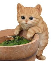 Figurine de collection de chaton Tabby Orange, Figurine de chat peinte à la main, décor de jardin